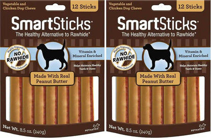 Smartbones Smartsticks with Real Peanut Butter 12 Count, Rawhide-Free Chews for Dogs6