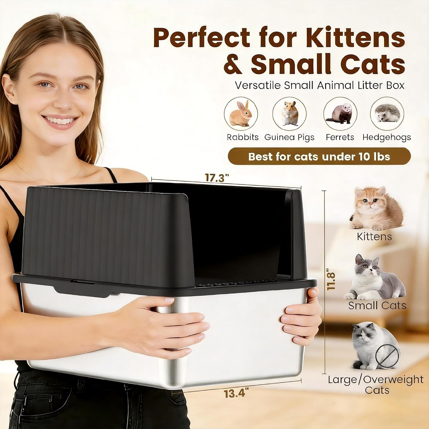stainless-steel-cat-litter-box-11-8-high-sides-for-litter-scatter-urine-spray-control-easy-to-clean-non-stick-litter-pan-low-entry-for-kittens-small-cats-compact-space-saving-design