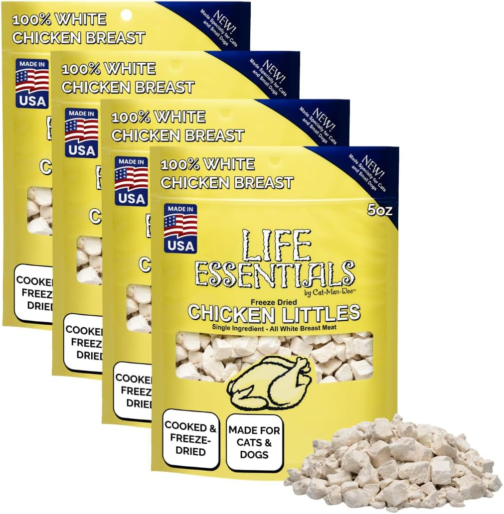 life-essentials-by-cat-man-doo-chicken-littles-5oz-bag-freeze-dried-chicken-cat-dog-treats-healthy-single-ingredient-training-treats-high-protein-cooked-diced-freeze-dried-healthy-chicken-cat-treats-small-dog-treats-high-protein-pet-treats-and-toppers-made-in-usa