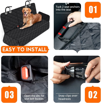 Dog Car Seat Cover, Back Seat Cover for Dogs Pet Car Seat Protector | Waterproof Rear Seat Cover Durable Car Seat Cover, Fits Middle Armrest for Most Cars Suvs Trucks (53” Width)- Black4