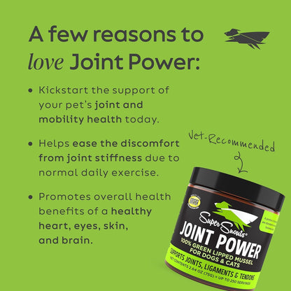 Joint Power Supplement Powder for Dogs & Cats, 2.64 Oz Jar | Joint Supplement Powder Made with 100% Green Lipped Mussels to Support Joints, Tendons, and Ligaments2