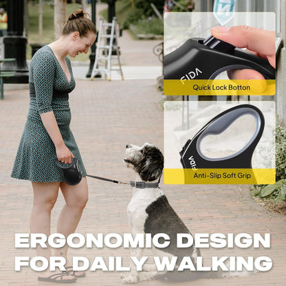 Fida Retractable Dog Leash, 16 Ft Dog Walking Leash for Small Dogs up to 26 Lbs, 360° Tangle Free, Black5