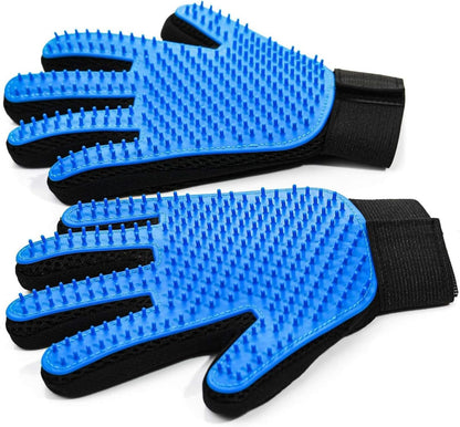 NVNAN Pet Hair Removal Glove for Dogs & Cats, 2-Pack Blue | 2-In-1 Deshedding Brush and Massage Mitt for Shedding Control, Bathing and Washing, Safe for Short or Long Hair Pets1