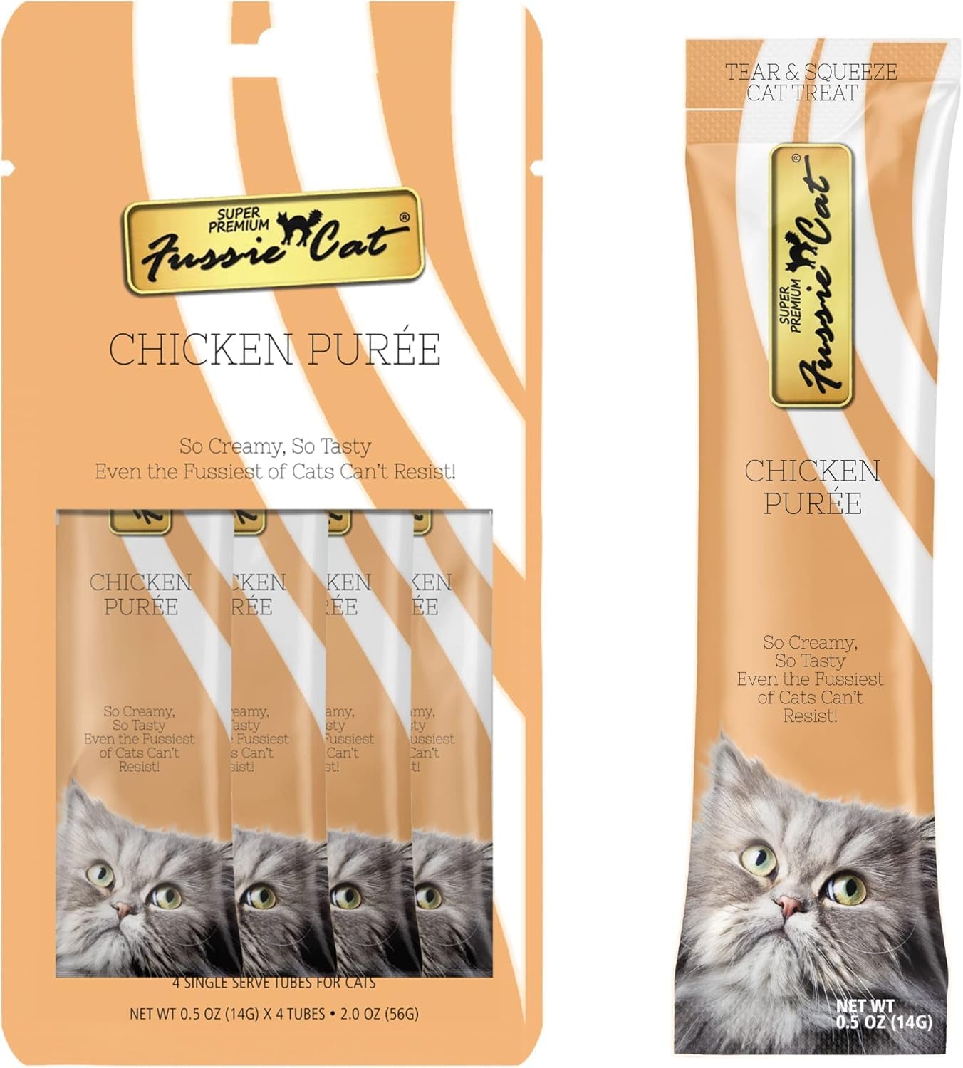 fussie-cat-premium-puree-lickable-cat-treats-in-chicken-puree-4-flavors-4-packs-of-4-0-5oz-tubes-16-total-tubes-spoon
