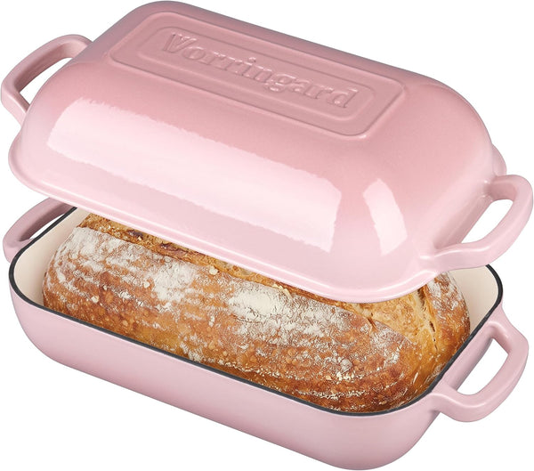 Large Cast Iron Dutch Oven Dome Pot with Lid, Enameled Bread Oven, Bread Pan for Homemade Sourdough Bread Baking, 6QT, Pink1