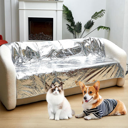 Kigley 2 Pcs Pet Deterrent Mat to Keep Dogs off Couch, Non-Electric Cat & Dog Deterrent Mat Pain Free Couch Covers to Keep Pets off Furniture Bed Indoor (72.05" × 56.30",Cream)8
