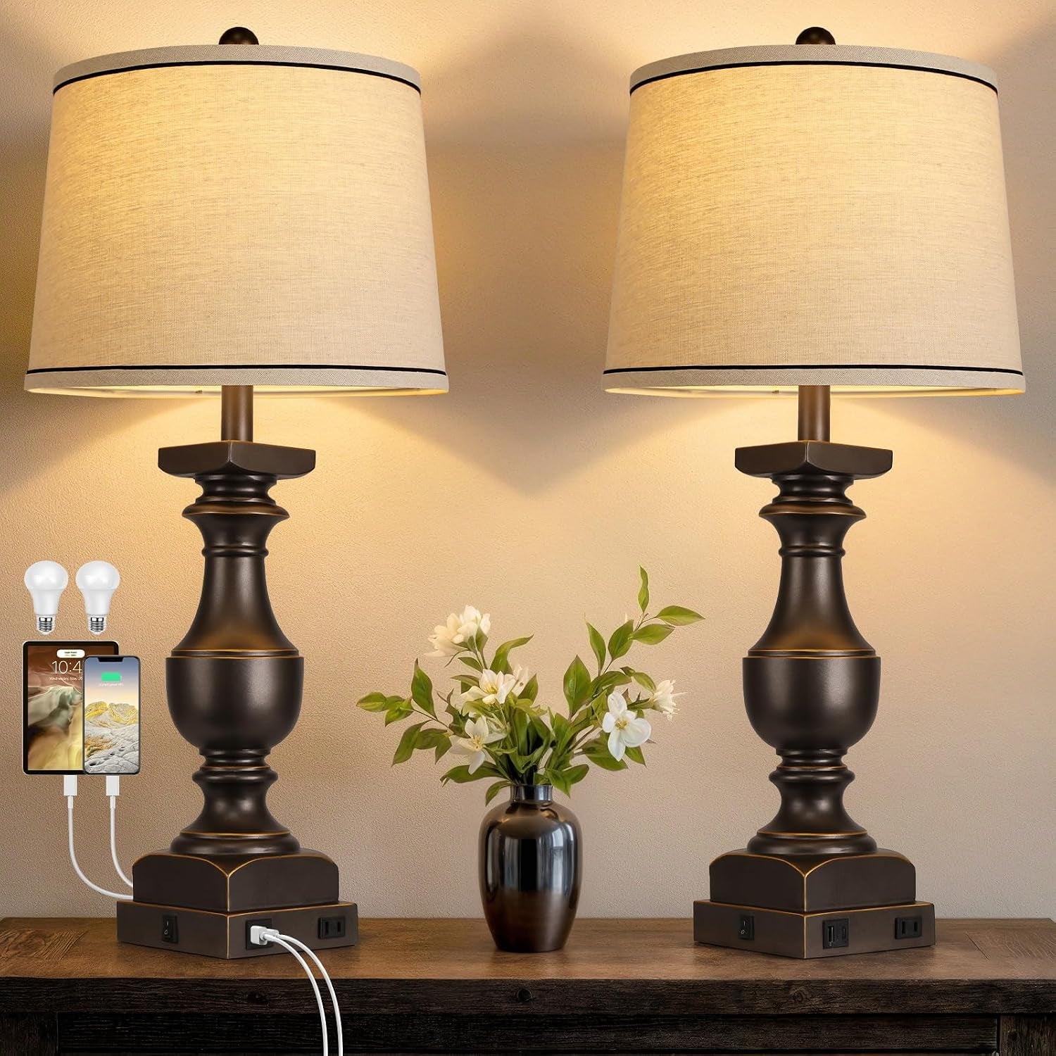 28-black-gold-resin-table-lamp-set-of-2-nightstand-lamp-with-usb-port-rocker-switch-2-bulbs-included-6w-2700k-warm-light-farmhouse-bedside-lamp-for-nightstand-desk-livingroom-bedroom-decor