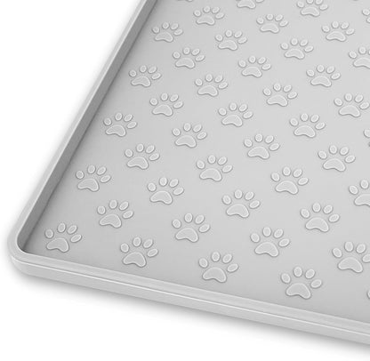 Ptlom Pet Placemat for Dog and Cat, Mat for Prevent Food and Water Overflow, Suitable for Small, Medium and Big Pet, 18" 12", Grey, Silicone29