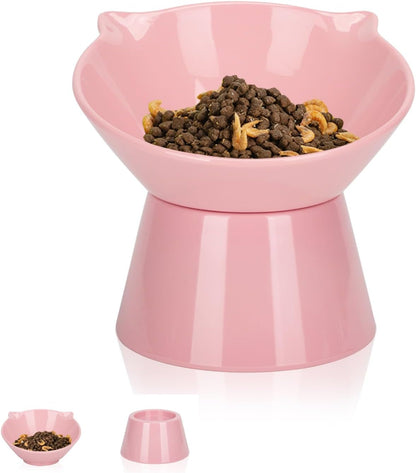 Detachable Elevated Cat Bowls, 15° Tilted Raised Cat Food Bowl Anti-Vomiting, Whisker Friendly, Adjustable Pet Cat Dishes for Protecting Spine, Adult Kitten (White)12