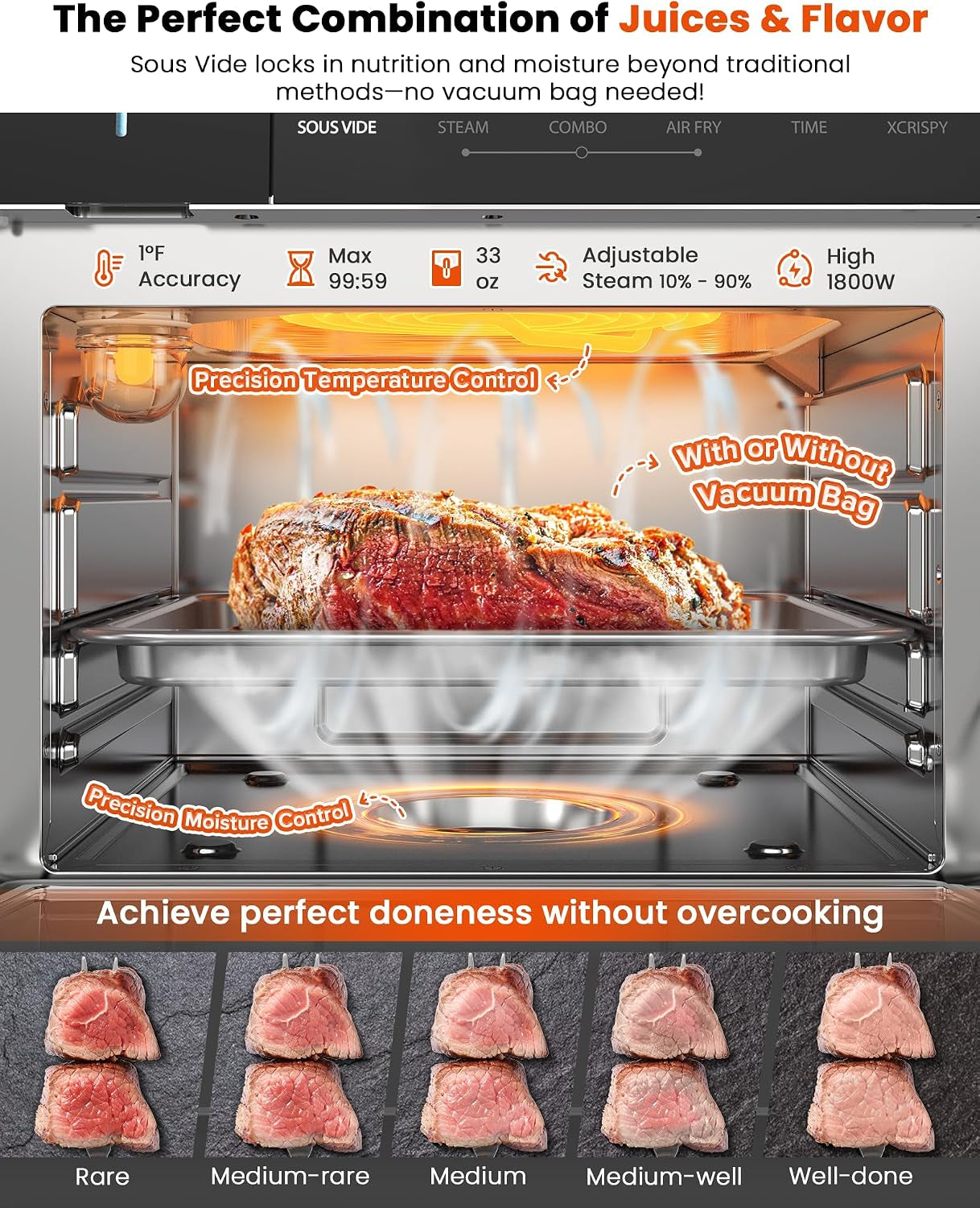 nuwave-combi-steam-oven-non-toxic-stainless-steel-multi-cooker-16-quarts-air-fry-sous-vide-toast-more-50-450-f-precision-120-presets-moisture-control-programmable-easy-to-clean