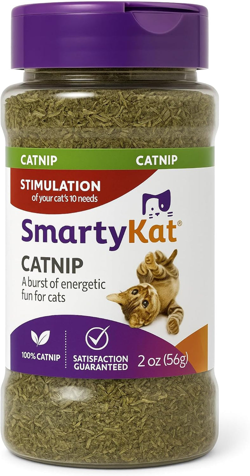 smartykat-natural-catnip-canister-100-natural-cat-nip-for-cats-premium-dried-catnip-for-indoor-cats-positive-training-aid-for-play-and-exercise-resealable-shaker-bottle-2-ounces
