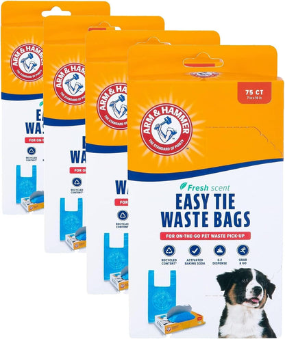 ARM & HAMMER 71041 Easy-Tie Waste Bags, Blue, 75 Count - Pack of 18