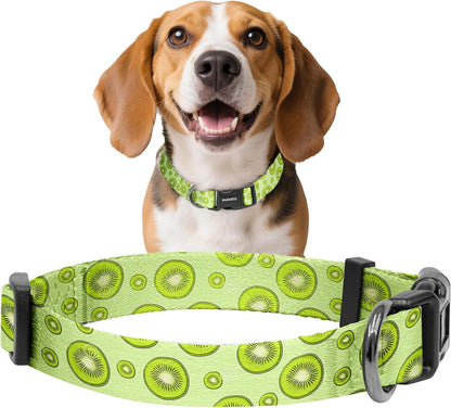 Kazazoo Dog Collar Cute and Soft Nylon Puppy Collar Girl Dogs, Adjustable Purple Dog Collars for Medium Dogs, Purple Flowers-M21