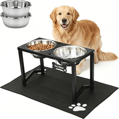 Elevated Dog Bowls, Metal Raised Dog Bowl Stand with 2 Thick 58Oz Stainless Steel Food Bowls & Non-Slip Mat - 11.8" Tall for Medium/Large Breeds13