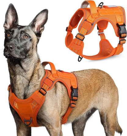 Rabbitgoo Tactical Dog Harness for Large, No Pull Military Service Vest | Molle & Handle, Heavy Duty, Adjustable, Reflective Straps, Easy Control for Training Walking, Black, Large33