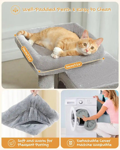 PAWZ Road 30" Cat Tower, Small Cat Tree with 2 Condos for Indoor Cats | Cat Trees for Small Cats,Cat Houses with Scratching Ramp and Posts,Dual Condos&Top Perch for Multi-Cat3
