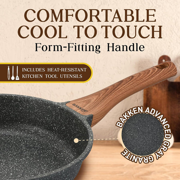 Bakken-Swiss 14-Piece Kitchen Cookware Set – Granite Non-Stick – Eco-Friendly – PFOA, PFOS, and PTFE Free for All Stoves & Oven-Safe - Marble Coatin5