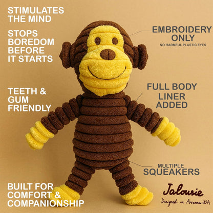 Jalousie Plush Toys Assortment Value Bundle Puppy Pet Mutt Squeak Toy for Medium Large Dogs (5 Pack Corduroy)4