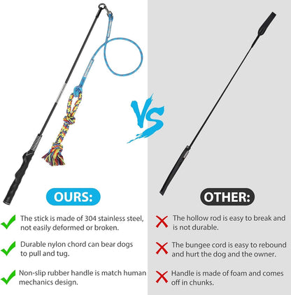 Flirt Pole for Dogs Interactive Chase Toy for Large Medium Small Puppy Dogs | for Chase and Tug of War, Dog Teaser Wand with Lure, Chewing Toy, for Outdoor Exercise & Training,Easy to Use,Carry, Sturdy4