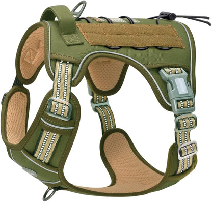 Auroth Tactical Dog Harness for Large Dogs No Pull Adjustable Pet Harness Reflective K9 Working Training Easy Control Pet Vest Military Service Dog Harnesses Army Yellow L27
