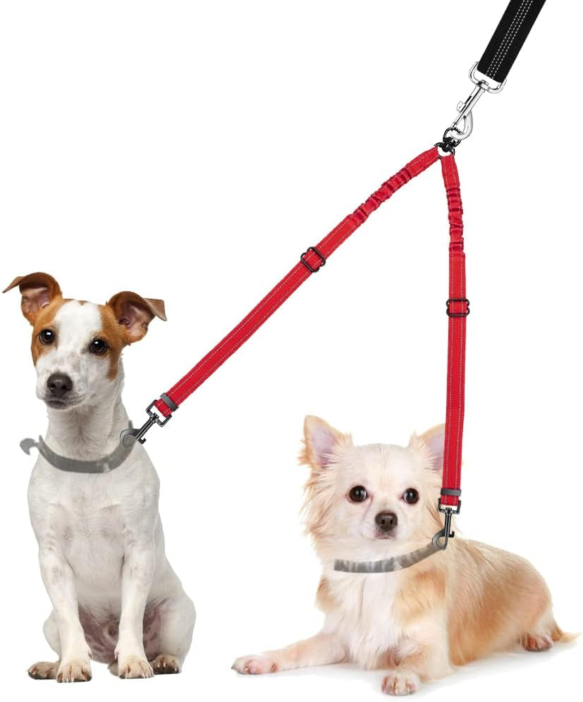 autowt-double-dog-leash-no-tangle-360-swivel-rotation-reflective-lead-attachment-adjustable-length-dual-two-dogs-lead-splitter-comfortable-shock-absorbing-walking-training-for-2-dogs