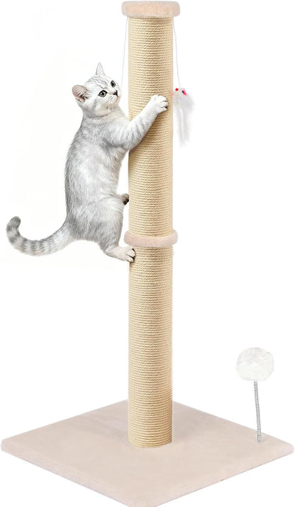 Tall Cat Scratching Post 36 Inch Large Cat Scratch Post for Indoor Cats with Durable Natural Sisal Rope Scratcher Post Tree Kitten Interactive Toy-Gray9