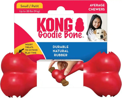 KONG Goodie Bone - Classic Durable Natural Rubber Dog Bone, Supports Mental Engagement - Treat Dispensing - Red - for Medium Dogs10