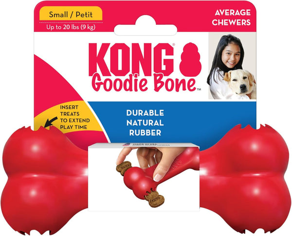 KONG Goodie Bone - Classic Durable Natural Rubber Dog Bone, Supports Mental Engagement - Treat Dispensing - Red - for Medium Dogs10