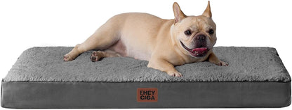 EHEYCIGA Orthopedic Dog Bed Large with Removable Washable Cover,Grey,41X27 | Egg Crate Foam Support,Durable Oxford Fabric,Non-Slip Bottom,Machine Washable,Soft Waterproof Plush Pet Bed Mat for Crate96