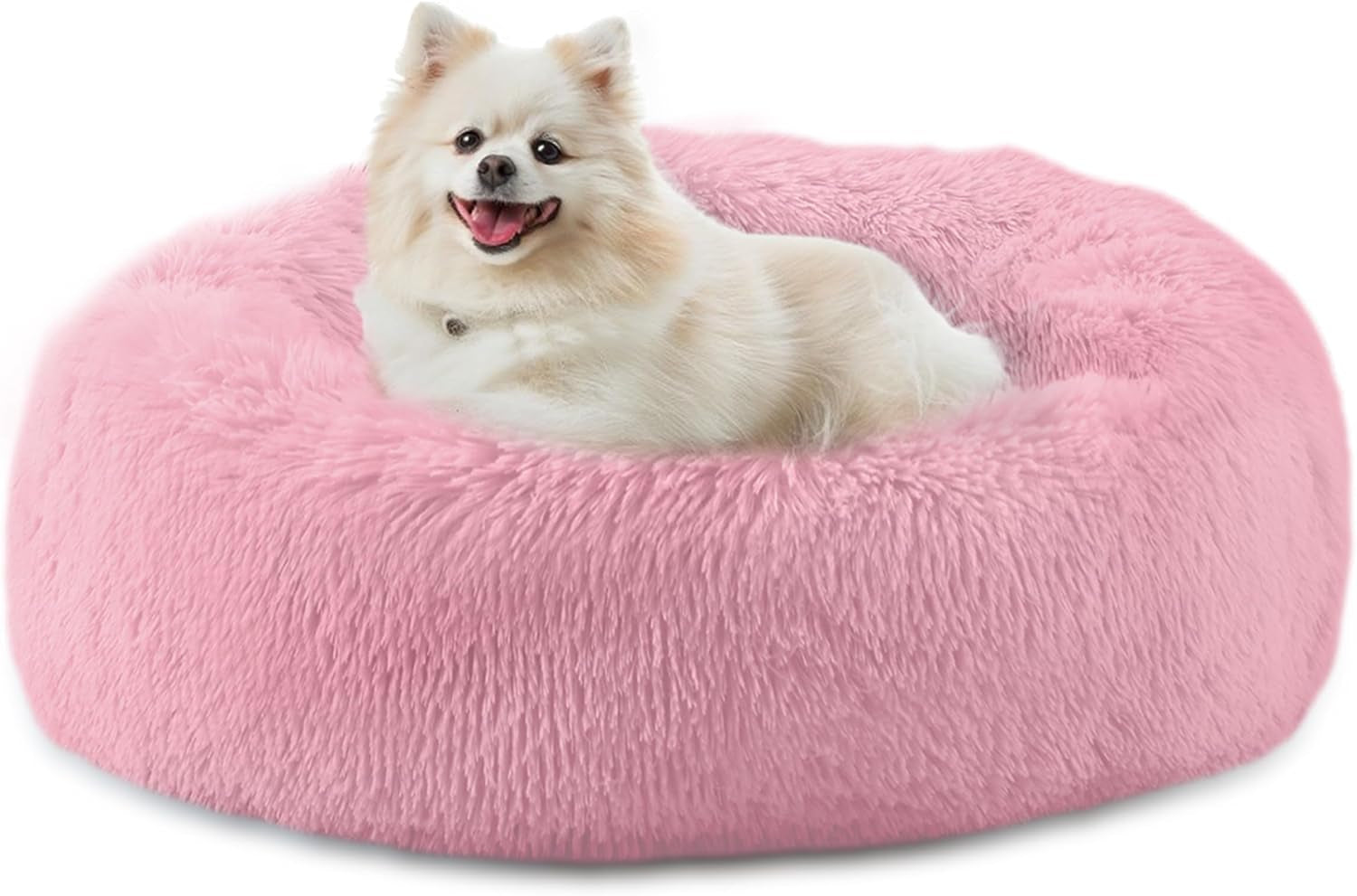 bunlitent-39-inch-calming-dog-bed-donut-dog-bed-for-large-sized-dog-grey-plush-anti-anxiety-donut-shape-warming-cozy-round-cuddler-nest-soft-cute-marshmallow-cuddler-nest-pet-bed