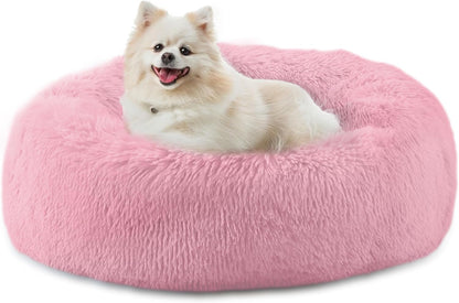Bunlitent 39 Inch Calming Dog Bed, Donut Dog Bed for Large Sized Dog, Grey | Plush Anti-Anxiety, Donut Shape, Warming Cozy, round Cuddler Nest, Soft Cute,Marshmallow Cuddler Nest Pet Bed11