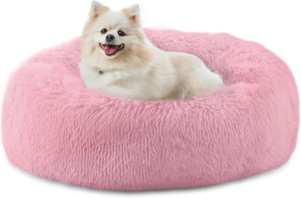 Bunlitent 39 Inch Calming Dog Bed, Donut Dog Bed for Large Sized Dog, Grey | Plush Anti-Anxiety, Donut Shape, Warming Cozy, round Cuddler Nest, Soft Cute,Marshmallow Cuddler Nest Pet Bed11