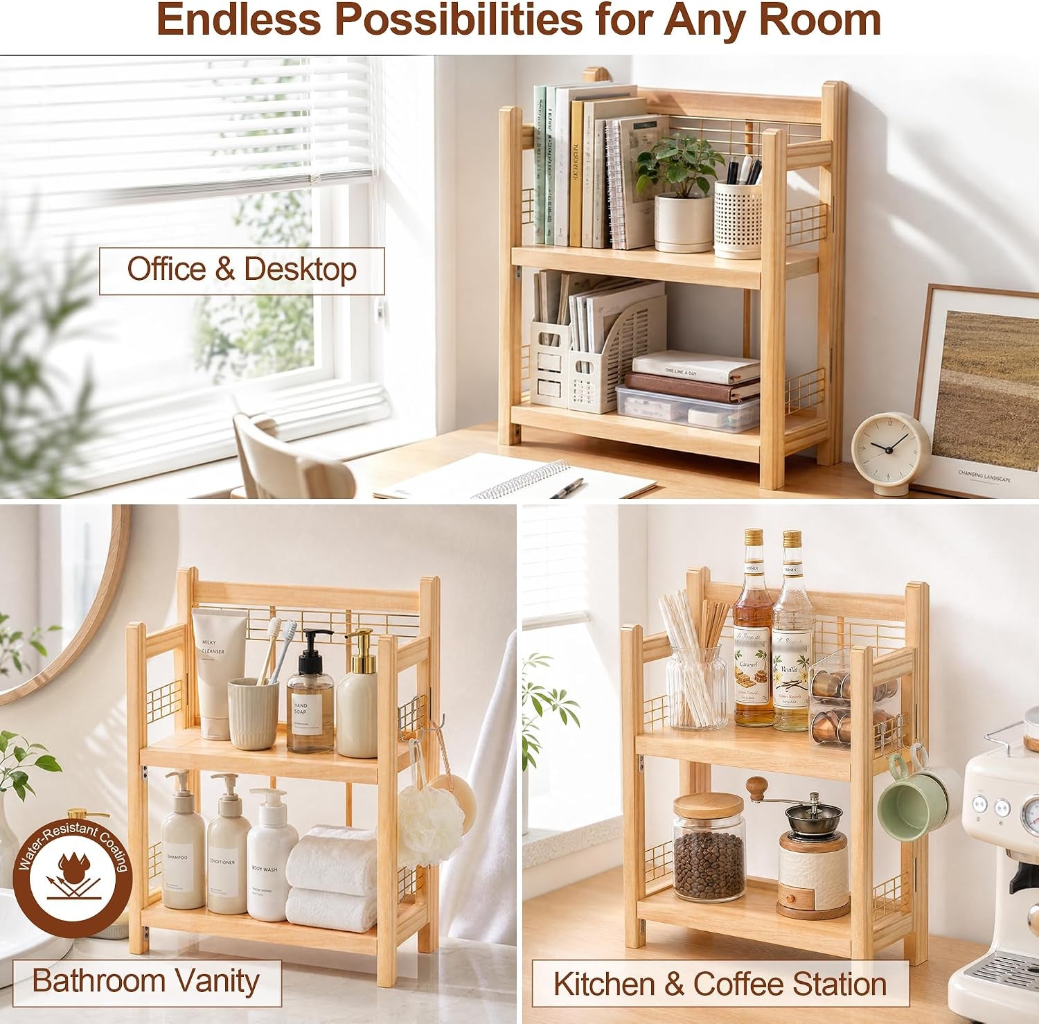 no-assembly-coffee-bar-organizer-2-tier-coffee-station-shelf-foldable-oak-wood-shelf-coffee-station-accessories-storage-for-syrup-pod-3-hooks-for-mugs-kitchen-condiment-rack-natural