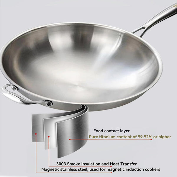 Titanium Wok Pure, Upgrade Non Stick No Coating Titanium Frying Pans for Cooking, Ultra-Durable, Scratch-Resistant, Safe for Oven, Induction & Cooktops,No Lid,11.02In5