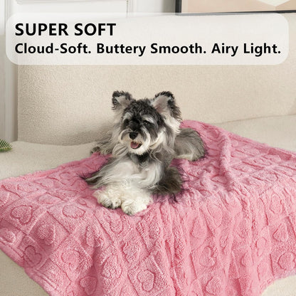 Gogobunny Pet Blanket for Dogs Cats, 300GSM Ultra Soft Coral Fleece Blanket, Washable Small Dog Cat Blanket, Calming Crate Mat, Furniture Protector for Couch Bed Car Seat, Pink, 25X35In3
