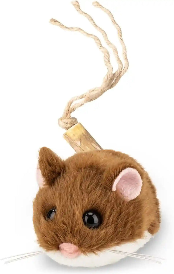 Migipaws Interactive Migimouse Cat Toy 360° Rolling & Spin with Mesh Plastic Tail for Indoor Cats Smart Motion Sensor, Realistic Squeak, Rechargeable Plush Kitten Toy(Brown Long)10