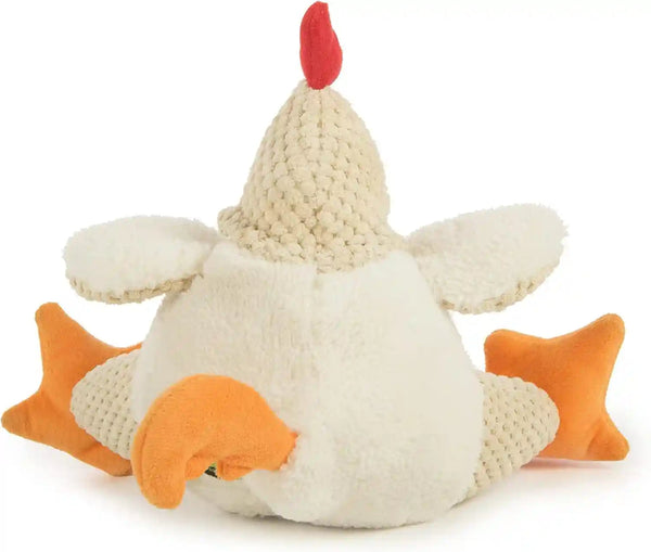 Godog Checkers Fat Rooster Squeaky Plush Dog Toy, Chew Guard Technology - White, Large7