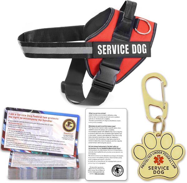 Opstin Service Dog Vest, ID Tag + 50 ADA Information Cards, Service Dog Harness in Sizes X Small to XX Large, Metal Dog Tag Has Ruggedized Clip, 2-Sided Service Animal Cards,Esa Accessory Set Small8