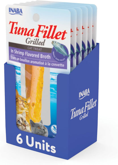 INABA Grilled Fillets Cat Treats, Tuna in Tuna Broth, 6Ct | Hand-Cut Grilled Tuna, Broth-Packed, Vacuum Packed, 71% Moisture, Immune Support, Grain-Free, 6 X 0.52 Oz Fillets15