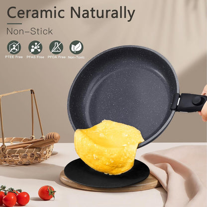 Ceramic Pots and Pans Set Non Stick, Nonstick Detachable Handle Cookware Sets,Healthy Non Toxic PFAS PFOA & PTFE Free, Dishwasher ＆Oven Safe, Induction Kitchen Pot and Pan, 8 Piece Grey2