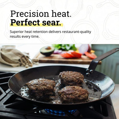Pre-Seasoned Carbon Steel Skillet, Long Handle, 12 Inches | Lightweight High Heat Frying Pan with Long Handle for Quick Temperature Response, Ideal for Searing & Sautéing3