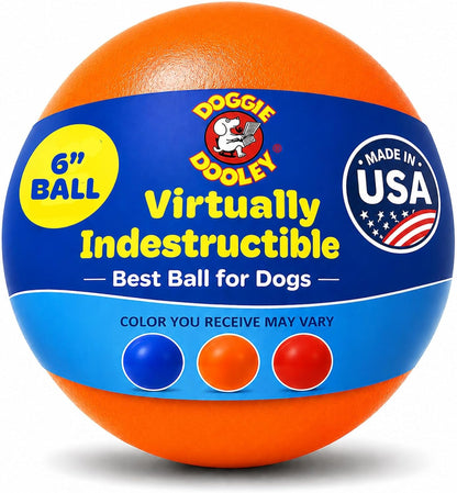 Doggie Dooley Virtually Indestructible Dog Ball - 10 Inch Hard Plastic Interactive Dog Toy for Large Breeds over 45+ Lbs - Built for Herding & Push Play - Floats in Water, Made in USA - Red11