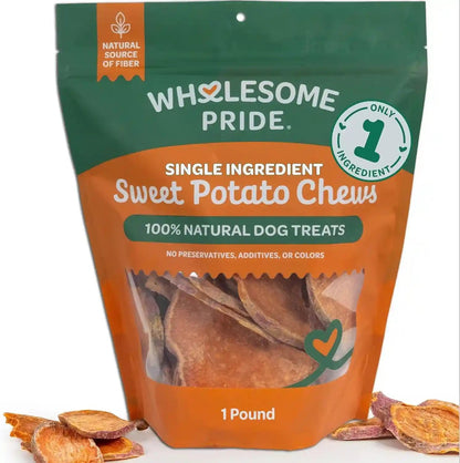 Wholesome Pride Healthy Sweet Potato Chews – Sensitive Stomach Dog Treats, No Preservatives, Single-Ingredient, No Grain, 16 Oz14