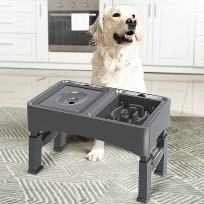 UPSKY 2-In-1 Elevated Dog Bowls Slow Feeder, 4 Height Adjustable Raised Bowl Stand, No Spill Dog Water Bowls, Anti-Slip Food and Water Bowls for Small Medium Dogs(Not Include Stainless Steel Bowl)8