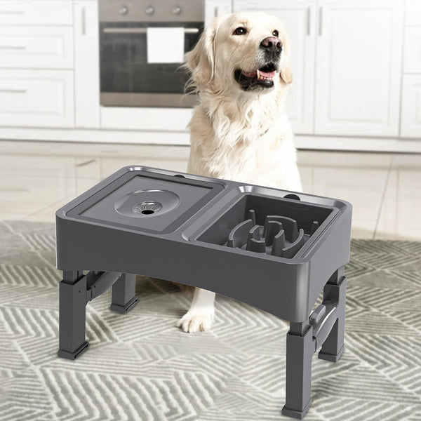 UPSKY 2-In-1 Elevated Dog Bowls Slow Feeder, 4 Height Adjustable Raised Bowl Stand, No Spill Dog Water Bowls, Anti-Slip Food and Water Bowls for Small Medium Dogs(Not Include Stainless Steel Bowl)8