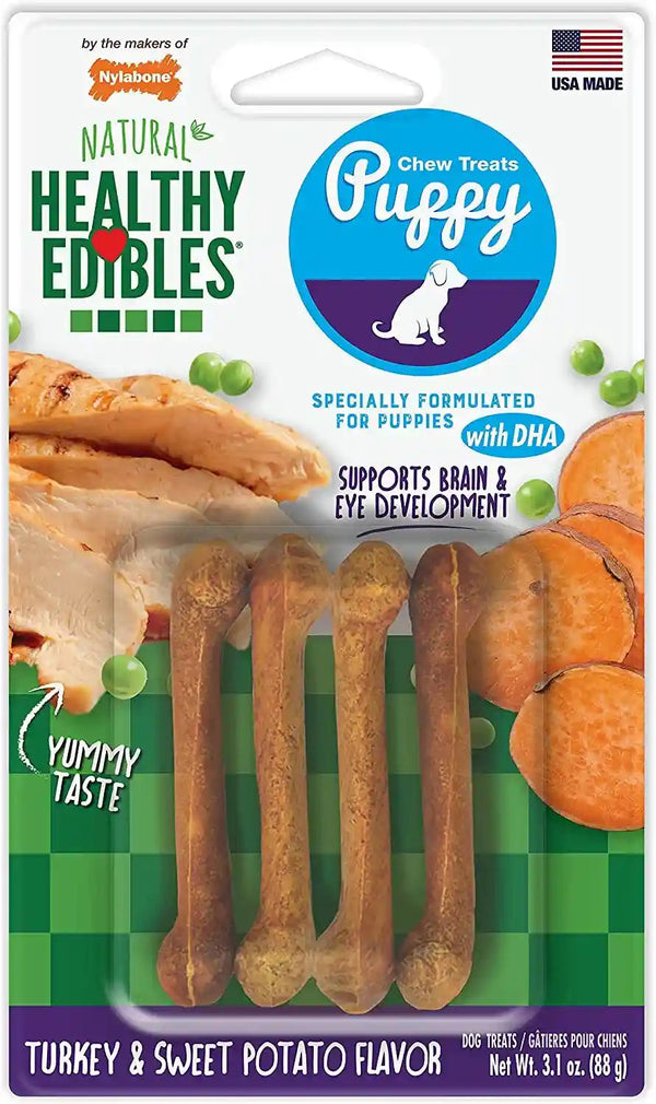 Nylabone Healthy Edibles Natural Puppy Chews Long Lasting Treats for Puppies, Roast Beef/Apple/Bacon Dog Treats, X-Small/Petite (3 Count)17