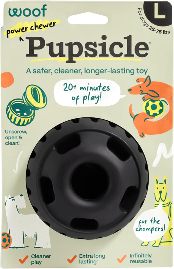 WOOF Power Chewer Pupsicle Dog Treat Toy for Dogs 25-75 Lbs | Tough Chew Toy, Durable Rubber, Treat Compatible, Reusable, Low-Mess Design, Easy to Fill, Easy to Rinse1