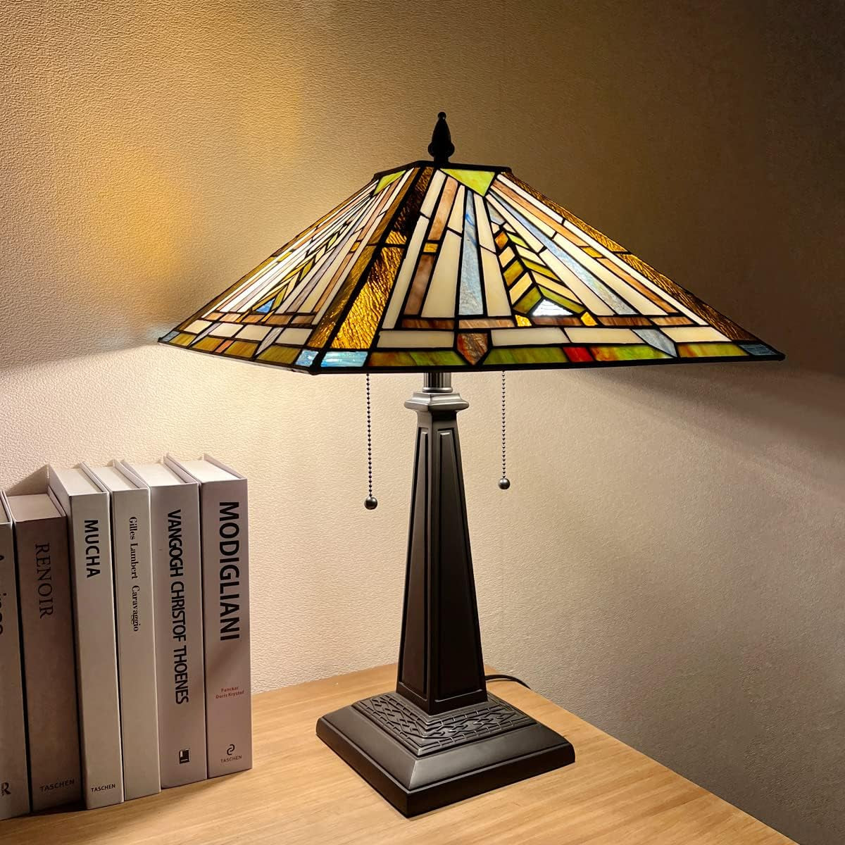 tiffany-table-lamp-16-wide-handmade-stained-glass-lamp-shade-2-light-mission-style-vintage-table-lamp-for-living-room-bedroom-handcrafts-antique-nightstand-bedside-reading-lamp-for-living-room-bedroom-office-2-lights-w16-x-h23