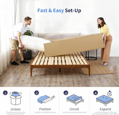 | 8 Inch Twin Mattress | Medium Firm | Gel Memory Foam | White | Dual Construction | Pressure Relief, Cooling Foam, Removable and Washable Cover | Bed in a Box, Certipur-Us Certified4