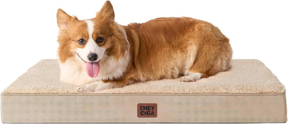 EHEYCIGA Orthopedic Dog Bed Large with Removable Washable Cover,Grey,41X27 | Egg Crate Foam Support,Durable Oxford Fabric,Non-Slip Bottom,Machine Washable,Soft Waterproof Plush Pet Bed Mat for Crate77